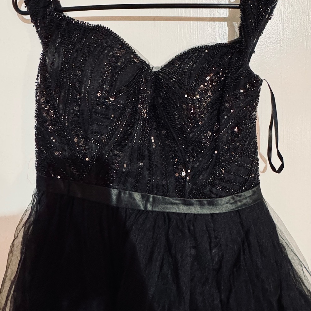 Black Sequin Formal Prom Dress | Lace-Up Corset Back | Tulle A-Line Gown